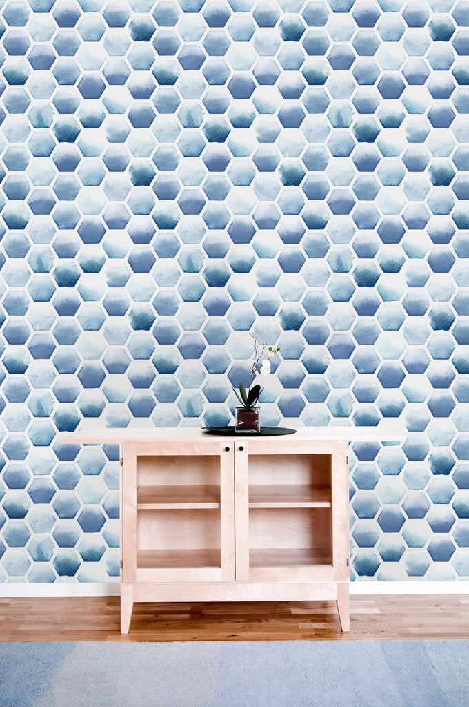 uniQstiQ Geometric Watercolor Hexagonal Wallpaper Wallpaper