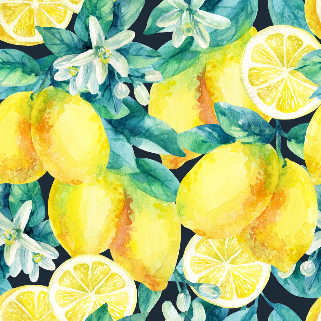uniQstiQ Vintage Watercolor Lemons Wallpaper Wallpaper