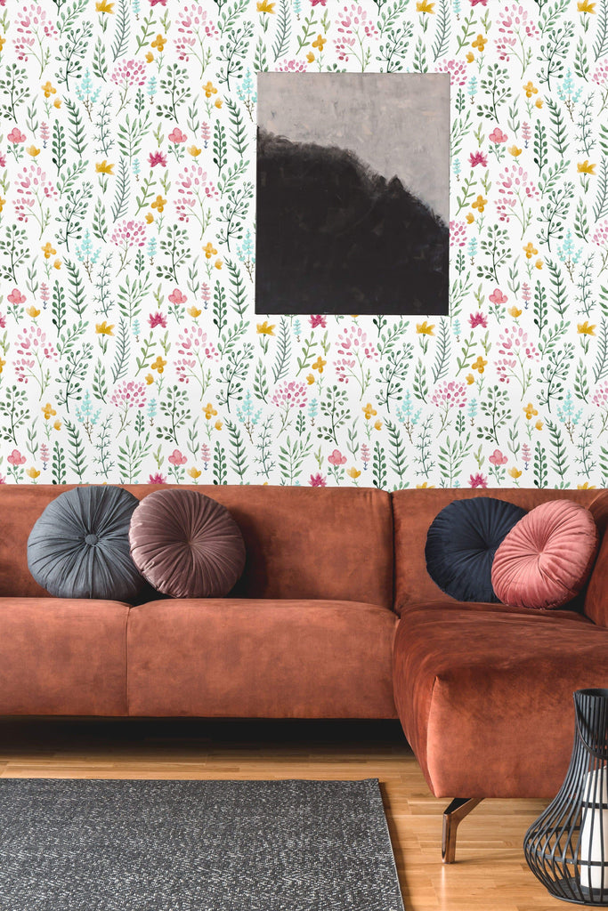 uniQstiQ Botanical Watercolor Lovely Flowers Wallpaper Wallpaper
