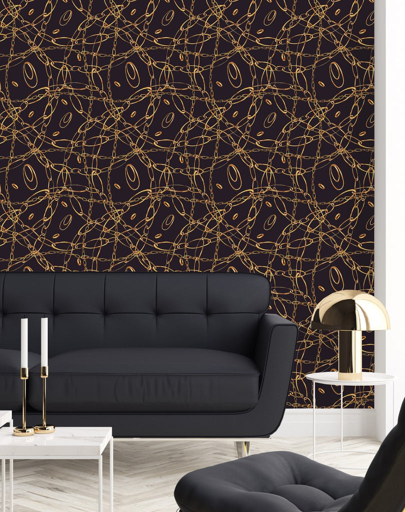 Black Wallpaper with Gold Pattern uniQstiQ Geometric