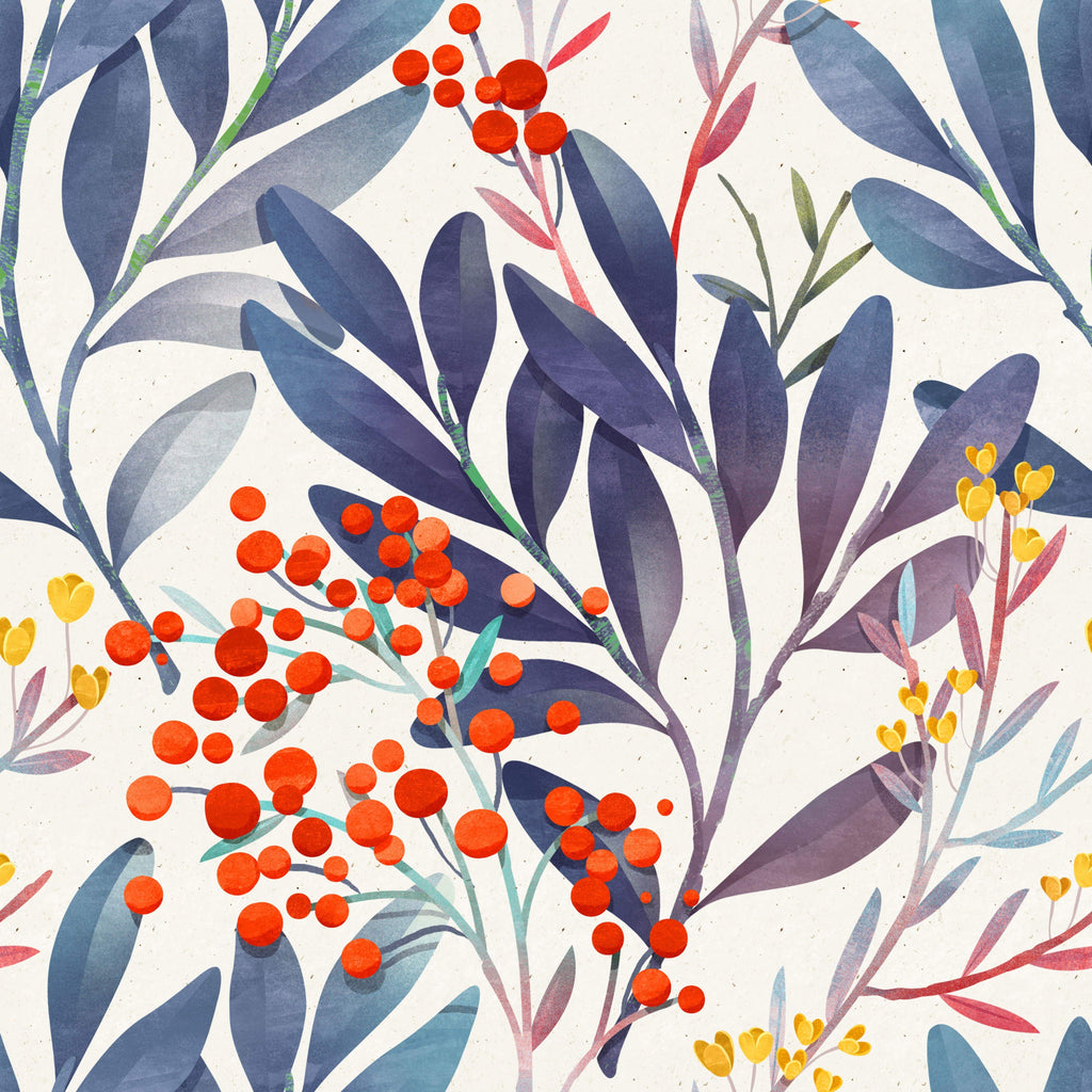 uniQstiQ Botanical Wild Berries Style Wallpaper Wallpaper
