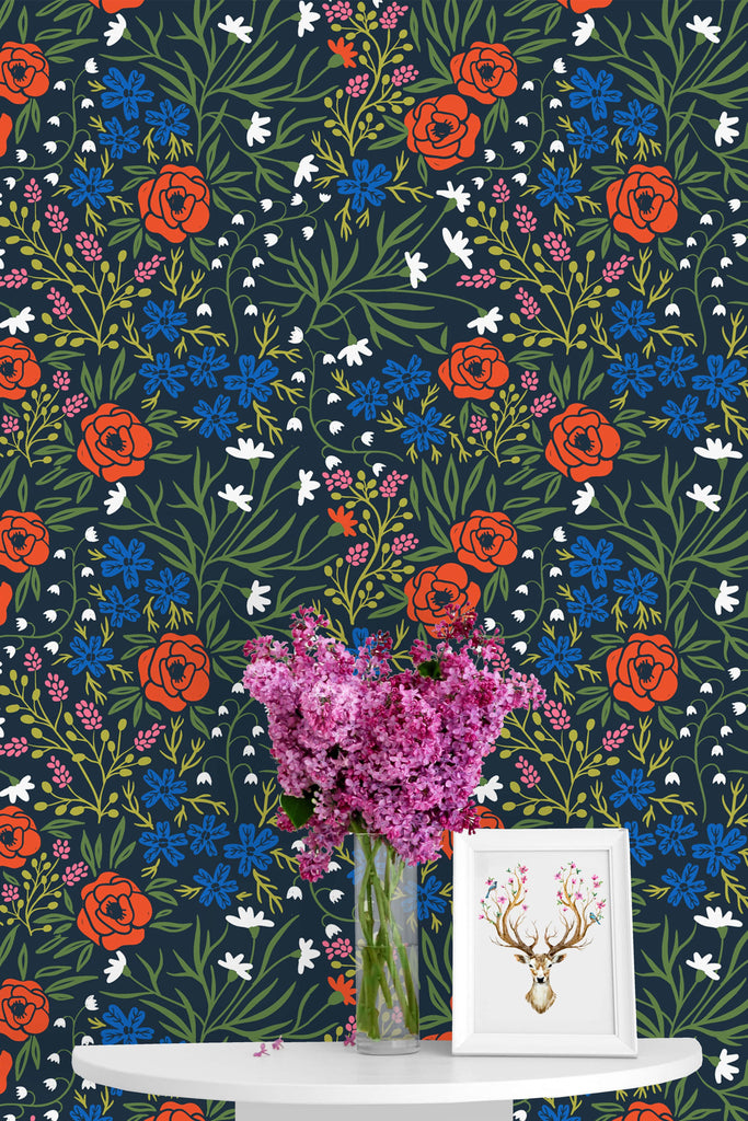 uniQstiQ Floral Wild Poppy Flowers Wallpaper Wallpaper