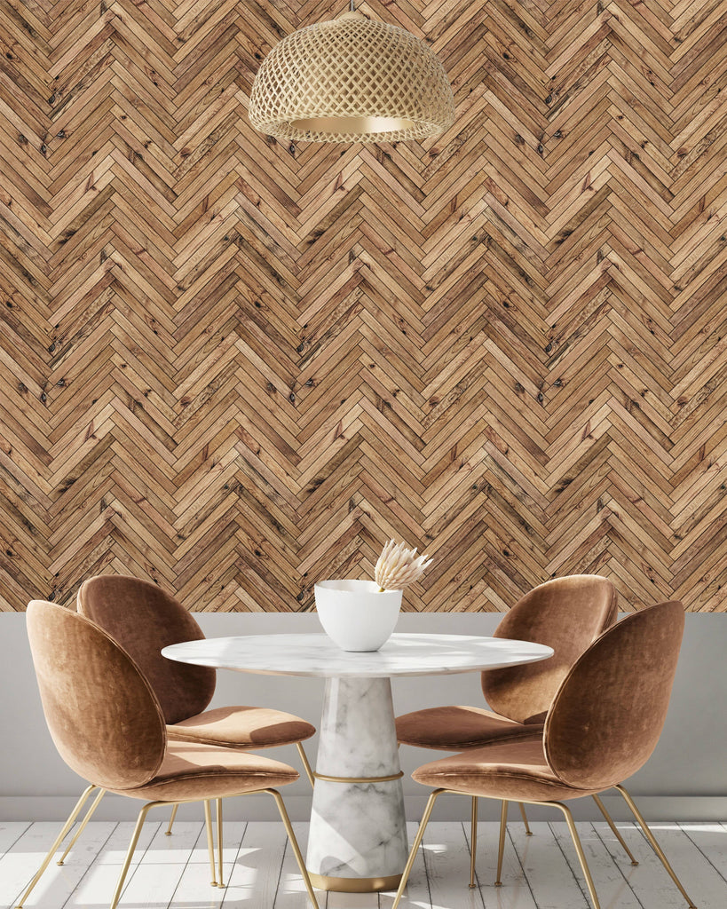 uniQstiQ Geometric Wood Herringbone Wallpaper Wallpaper