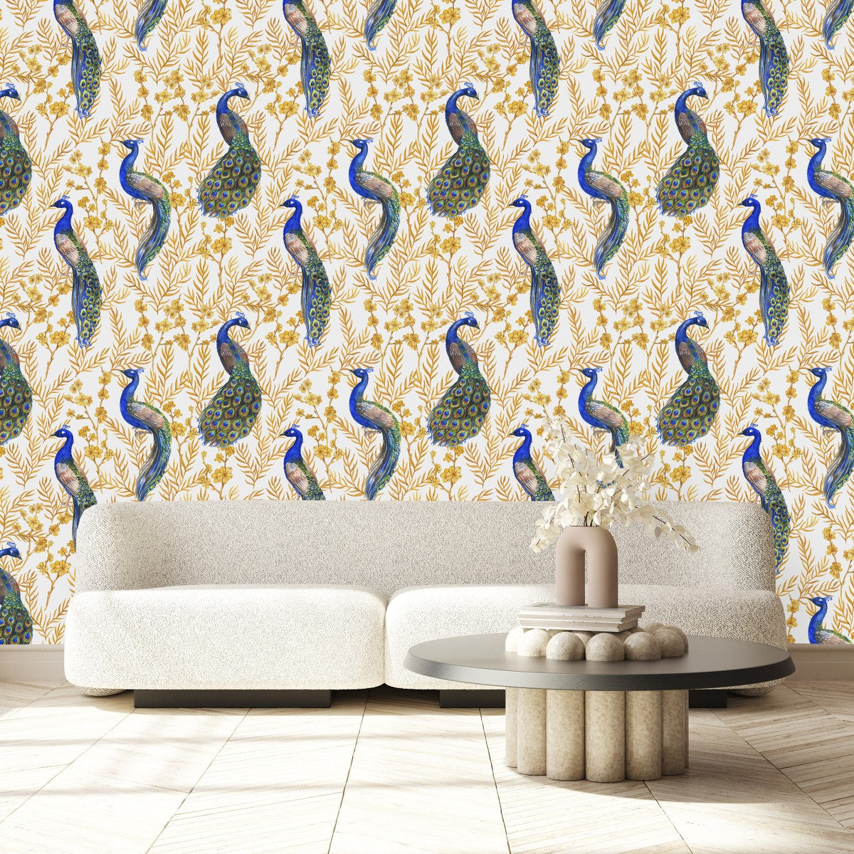 Peacock Feather  Modern pattern peel and stick wallpaper