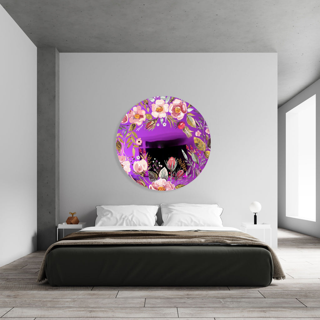 Vintage Berries Mural Mirrored Acrylic Circles Contemporary Home DǸcor Printed acrylic 