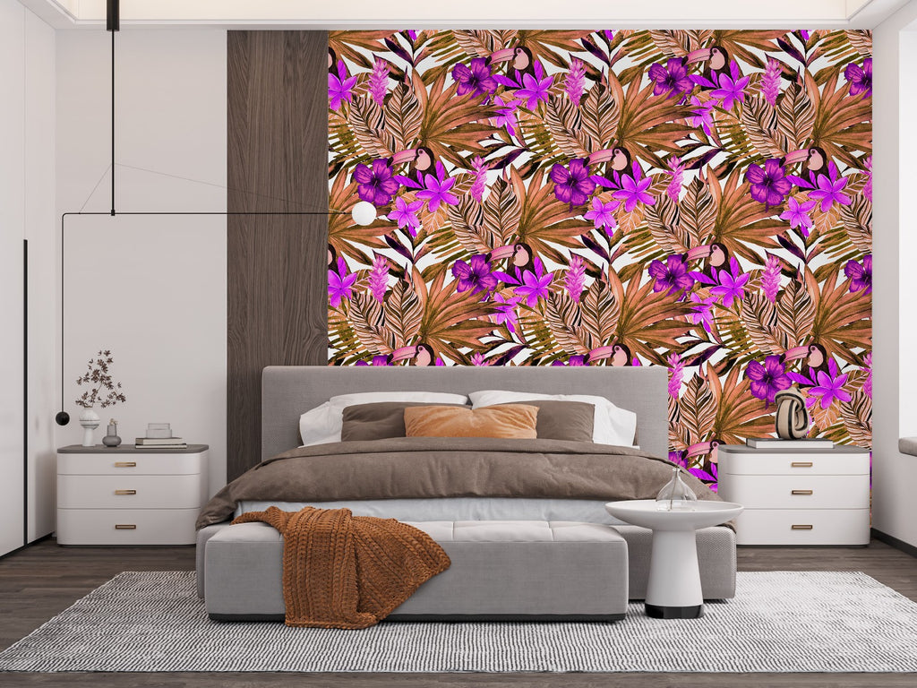 Brightly Violet Flowers Wallpaper uniQstiQ Tropical
