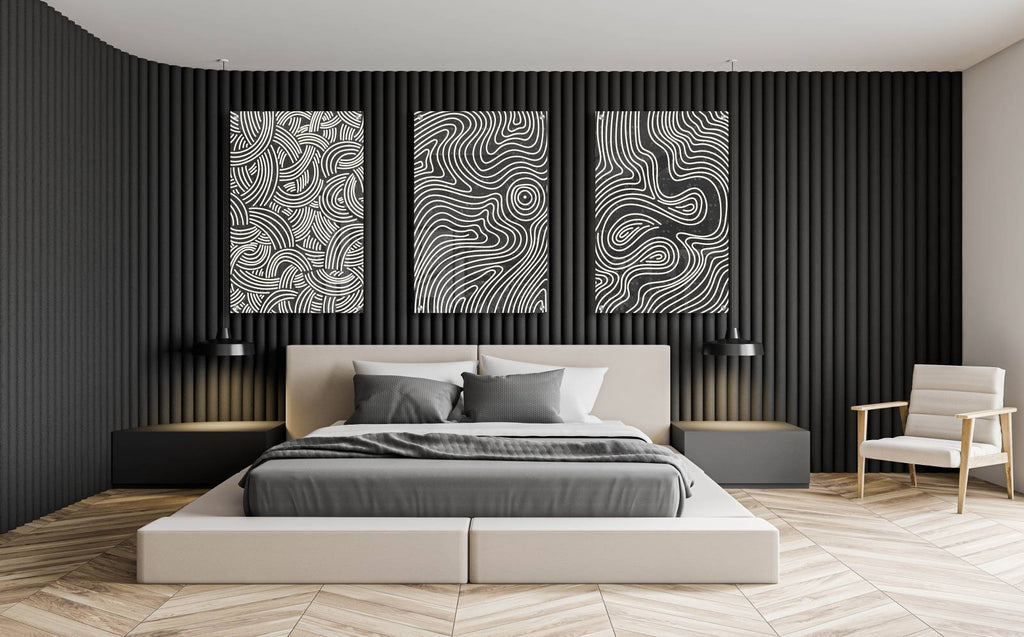 Black and White Abstract Pattern Set of 3 Prints Modern Wall Art Modern Artwork Image 2