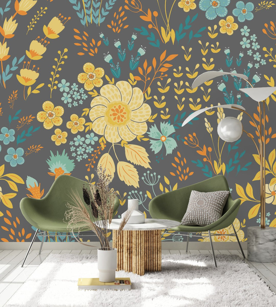 Yellow Field's Flowers Wallpaper uniQstiQ Murals