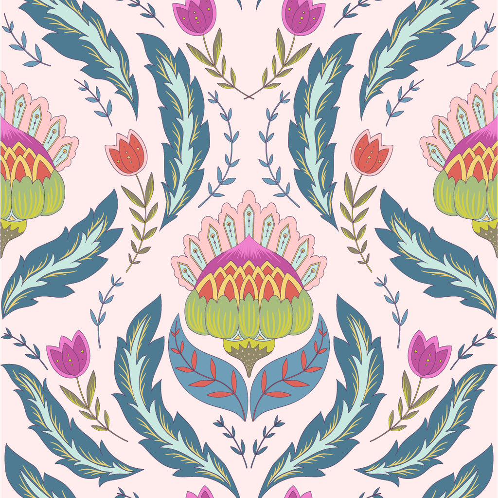 Vintage Wallpaper with Peacocks 