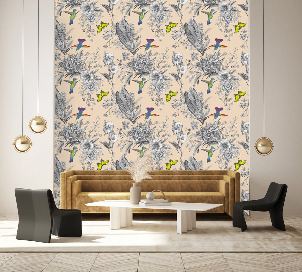 Colibri and Flowers Wallpaper uniQstiQ Vintage