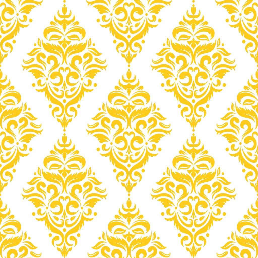 uniQstiQ Vintage Yellow Damask Pattern Wallpaper Wallpaper