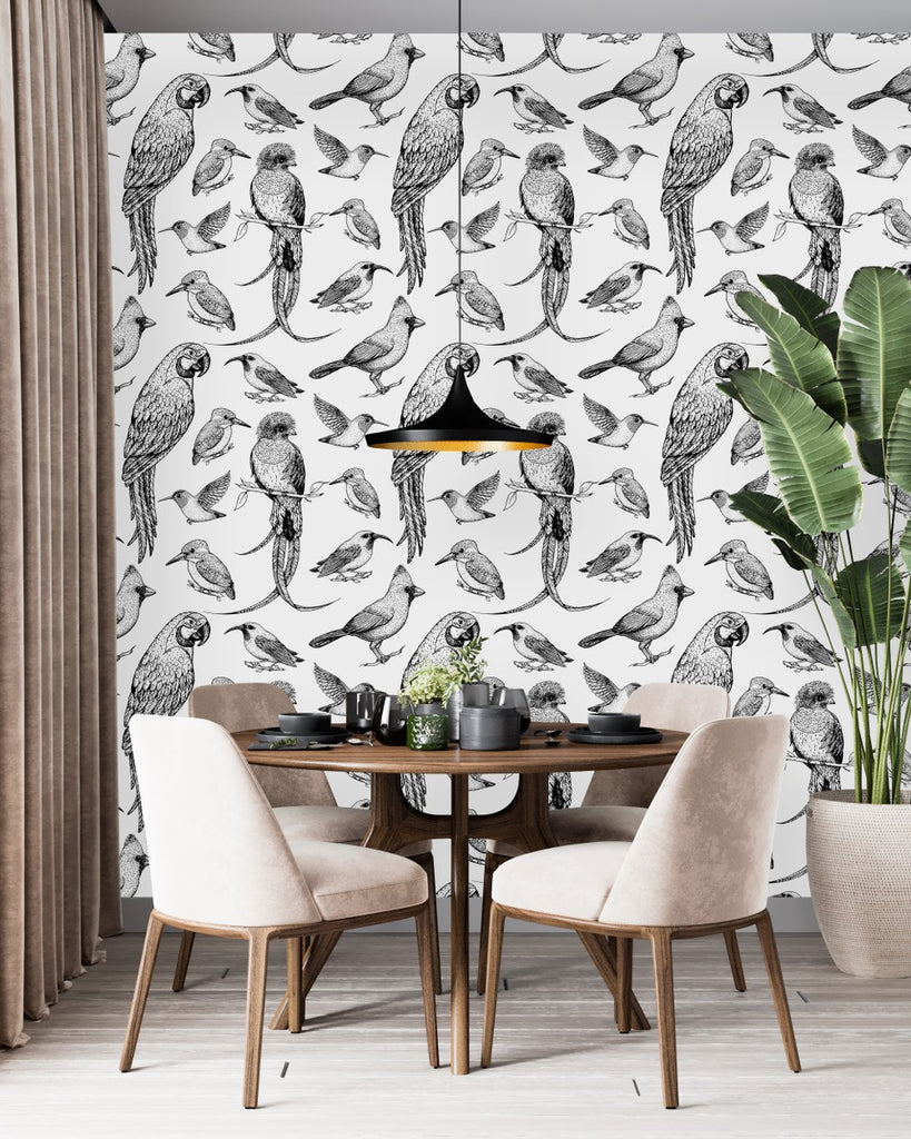 Black and White Birds Wallpaper  uniQstiQ Vintage