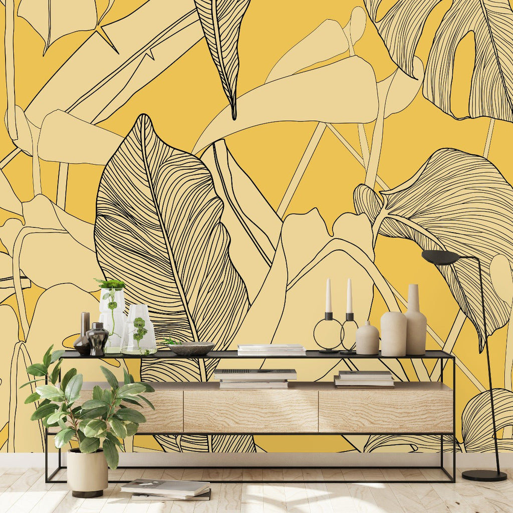 Yellow Palm Leaves Wallpaper  uniQstiQ Long Murals