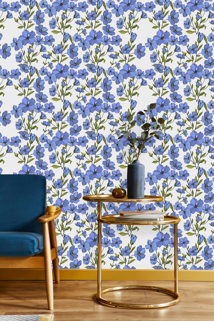 Little Blue Flowers Wallpaper uniQstiQ Floral