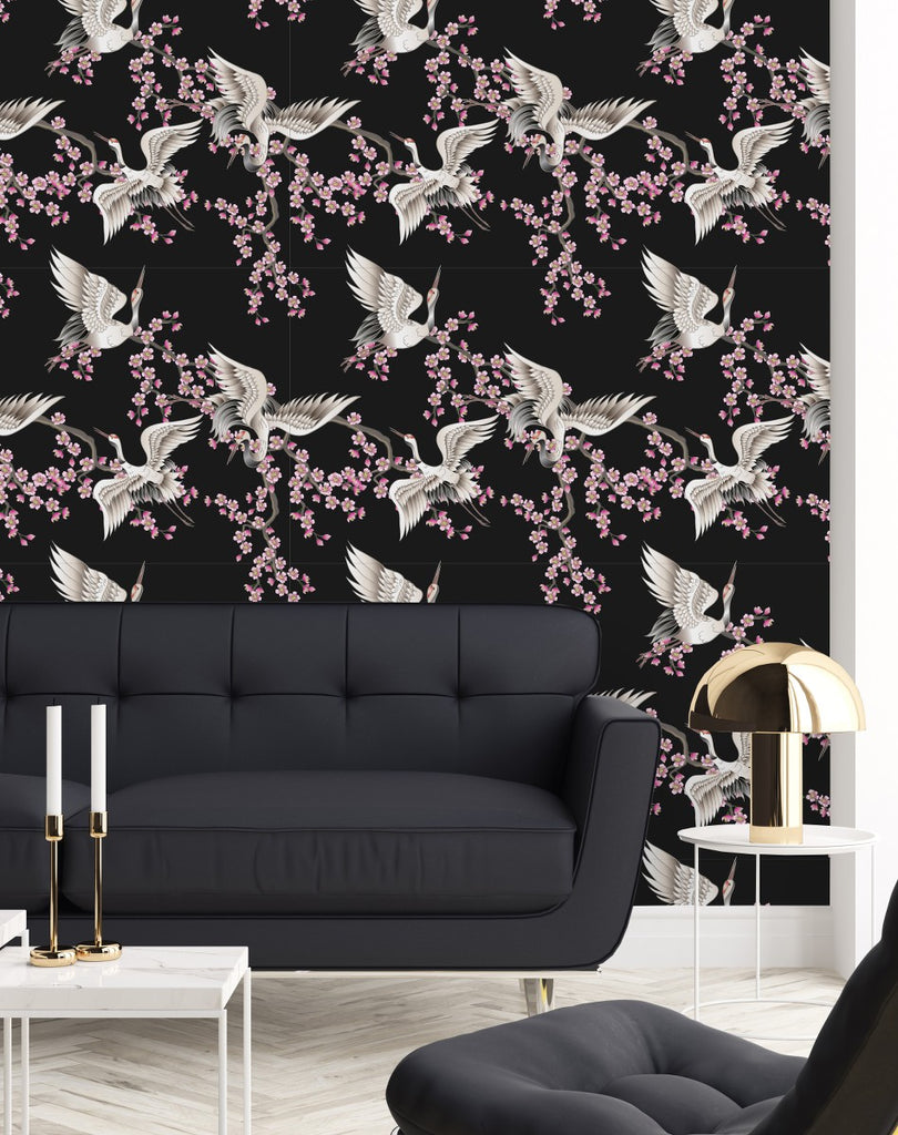 Sakura and Cranes Wallpaper