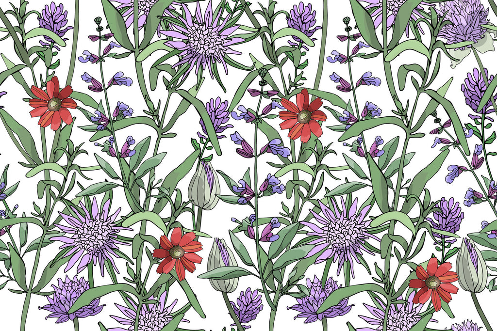 Purple Flowers Wallpaper uniQstiQ Long Murals