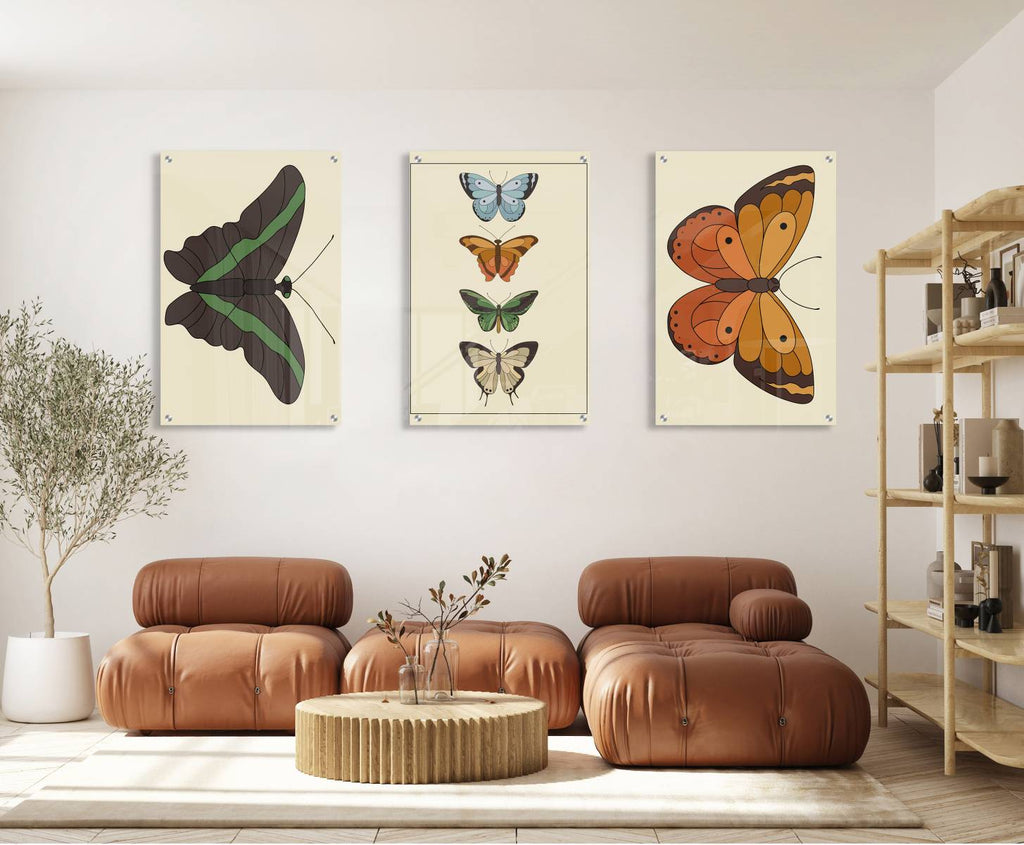 Butterflies Ornament Set of 3 Prints Modern Wall Art Modern Artwork Image 1