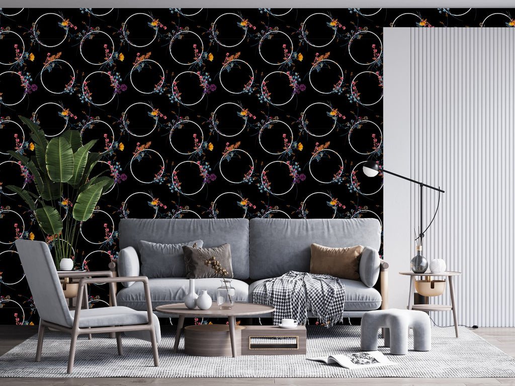 Flowers and Circles Pattern Wallpaper uniQstiQ Geometric