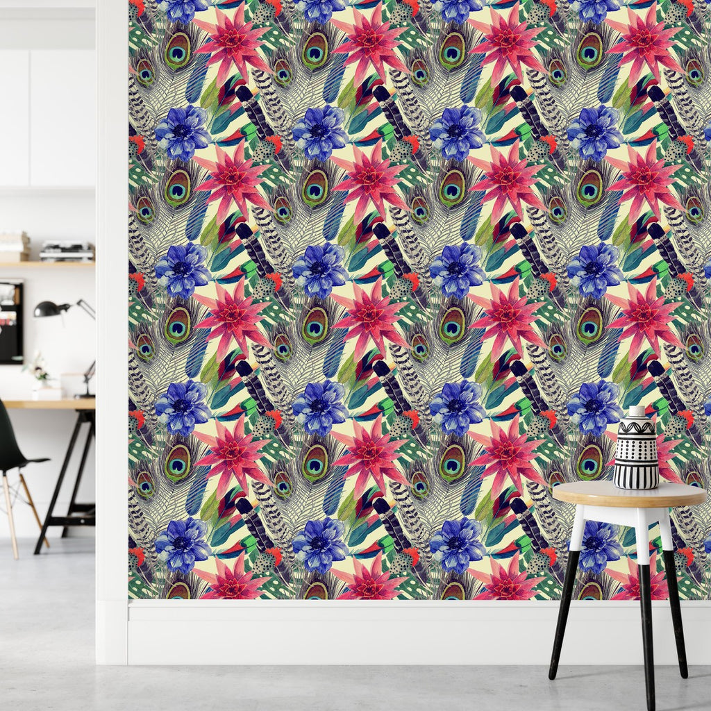 Feathers with Flowers Wallpaper uniQstiQ Floral