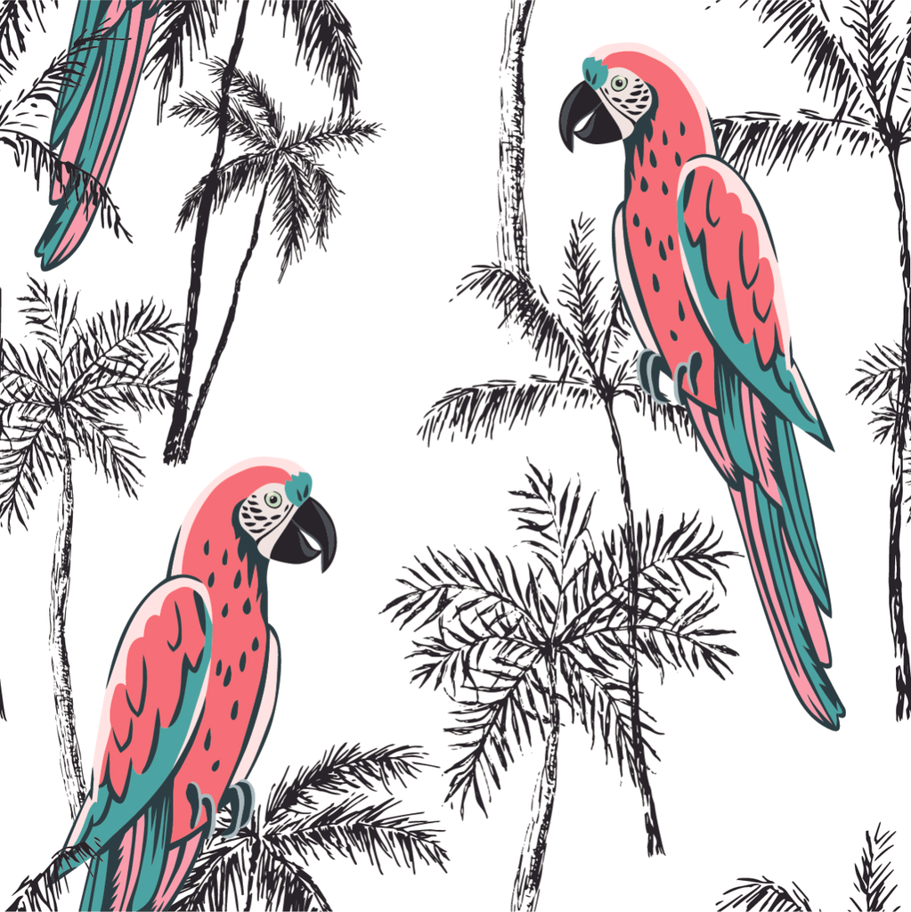 Parrots on Palms Wallpaper  uniQstiQ Tropical